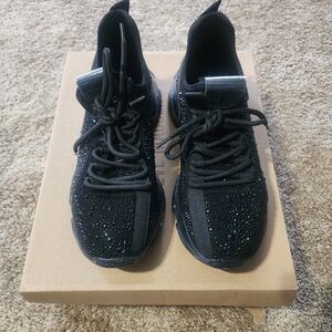 Steve Madden Black Embellished Knit Sneakers